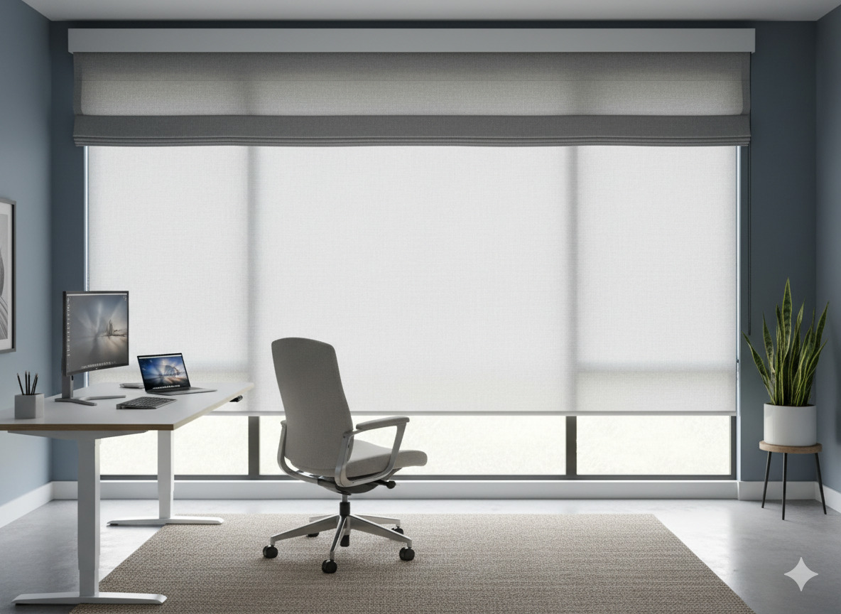 Office with professional window treatments